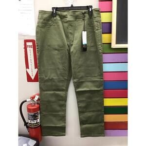 Dg2 Diane Gilman stretch straight pull on jeans size 18W green new from HSN